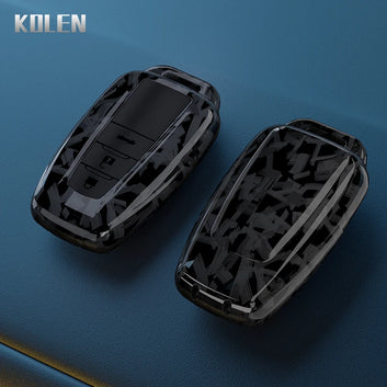 ABS Carbon Fiber Car Key Case Cover For Toyota Prius Camry Corolla CHR C-HR RAV4 Land Cruiser Prado Protector Shell Accessories