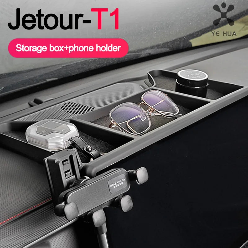 For Jetour T1 15.6-inch Screen Storage Box Mobile Phone Holder Mobile Phone Holder Screen Car Storage Box  Car Accessories