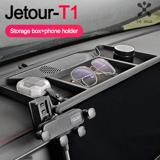 For Jetour T1 15.6-inch Screen Storage Box Mobile Phone Holder Mobile Phone Holder Screen Car Storage Box  Car Accessories