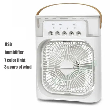 3 In 1 Fan Air Conditioner Household Small Air Cooler LED Night Light Portable Humidifier Water Mist Adjustment Fan Office Home