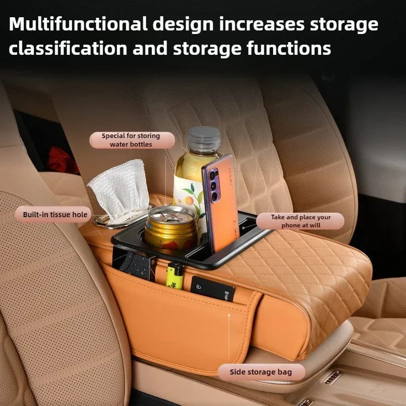 Car Armrest Box 7.5cm Thicken Height Pad Arm Rest Cushion with Pocket