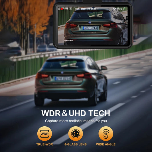 4K Dash Cam for Cars Front and Rear Camera